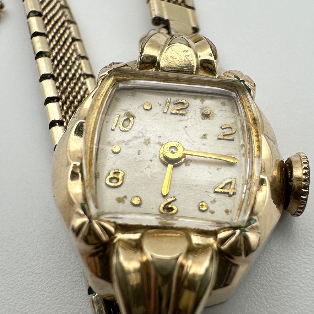 Vintage Bulova Womens Watch Gold 10k RGP Swiss L6 Wind Up Watch 1950s Antique - Picture 7 of 15